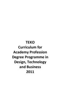 TEKO Curriculum for Academy Profession Degree Programme in Design, Technology and Business