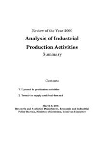 Review of the Year[removed]Analysis of Industrial Production Activities Summary