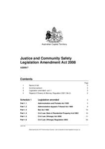 Australian Capital Territory  Justice and Community Safety Legislation Amendment Act 2008 A2008-7