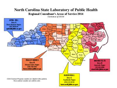 North Carolina State Laboratory of Public Health Regional Consultant’s Areas of Service 2014 Current as of[removed]APRIL HILL Area A Black Mountain Region