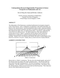 Undergraduate Research Opportunities Programme in Science Perspective in Mathematics and Art Kevin Heng Ser Guan and Helmer Aslaksen Faculty of Science, Department of Mathematics National University of Singapore 10 Kent 