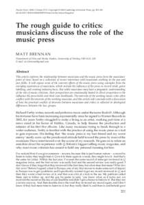 Popular Music[removed]Volume[removed]Copyright © 2006 Cambridge University Press, pp. 221–234 doi:[removed]S0261143006000870 Printed in the United Kingdom The rough guide to critics: musicians discuss the role of the musi