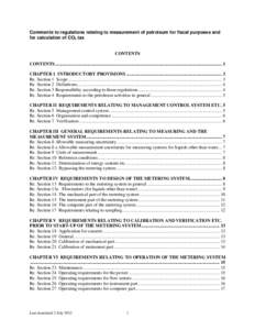 Comments to regulations relating to measurement of petroleum for fiscal purposes and for calculation of CO2 tax CONTENTS CONTENTS ..........................................................................................