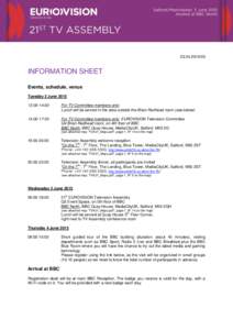 INFORMATION SHEET Events, schedule, venue Tuesday 2 June:00-14:00