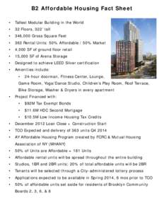 B2 Affordable Housing Fact Sheet • Tallest Modular Building in the World  •