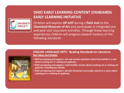 OHIO EARLY LEARNING CONTENT STANDARDS EARLY LEARNING INITIATIVE Children will explore OP ART during a field visit to the Cleveland Museum of Art and participate in integrated pre and post visit classroom activities. Thro