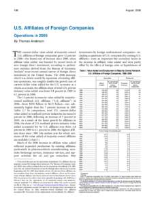 U.S. Affiliates of Foreign Companies: Operations in 2006