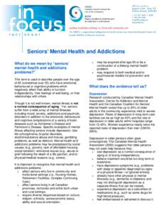 Microsoft Word - In Focus - Seniors Mental Health and Addicitions.doc