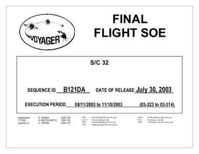 FINAL FLIGHT SOE S/C 32 SEQUENCE ID