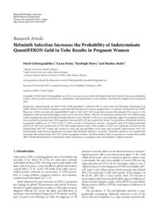 Helminth Infection Increases the Probability of Indeterminate QuantiFERON Gold in Tube Results in Pregnant Women