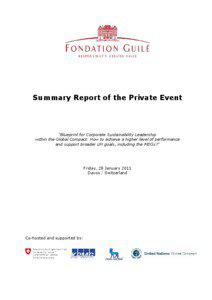 Summary Report of the Private Event  “Blueprint for Corporate Sustainability Leadership