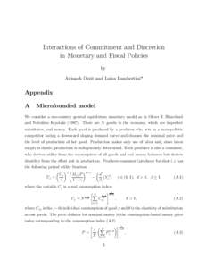 Interactions of Commitment and Discretion in Monetary and Fiscal Policies by Avinash Dixit and Luisa Lambertini*  Appendix