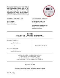 Pursuant to Ind.Appellate Rule 65(D), this Memorandum Decision shall not be regarded as precedent or cited before any court except for the purpose of establishing the defense of res judicata, collateral estoppel, or the 