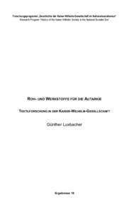 Forschungsprogramm „Geschichte der Kaiser-Wilhelm-Gesellschaft im Nationalsozialismus“ Research Program “History of the Kaiser Wilhelm Society in the National Socialist Era”