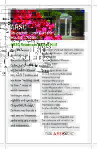 ARSC  Chapel Hill, North Carolina May 14–17, 2014 ARSC Returns to Chapel Hill! The 48th annual