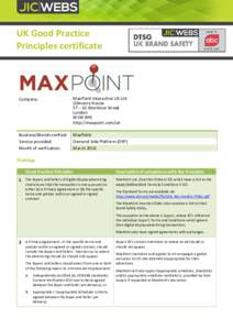 UK Good Practice Principles certificate Company:  MaxPoint Interactive UK Ltd