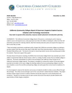 PRESS RELEASE  November 12, 2013 Contact: Paige Marlatt Dorr Office: 