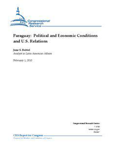 Paraguay: Political and Economic Conditions and U.S. Relations