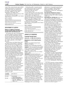 [removed]Federal Register / Vol. 80, No[removed]Wednesday, March 4, [removed]Notices copy of the consent decree upon written request and payment of reproduction