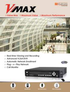Real-time Viewing and Recording Advanced H.264 DVR Automatic Network rk Enrollment Plug – n – Play Network work