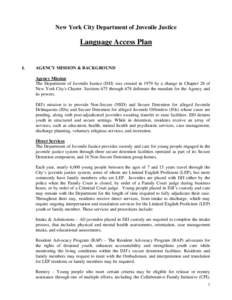 New York City Department of Juvenile Justice  Language Access Plan I.