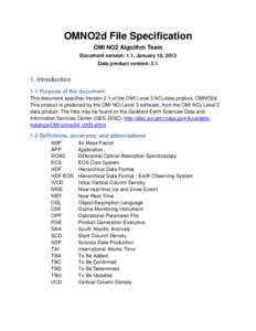OMNO2d File Specification OMI NO2 Algoithm Team Document version: 1.1, January 10, 2013 Data product version: [removed]Introduction