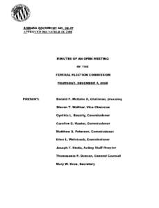 Government / Democracy / Federal Election Commission / Ellen L. Weintraub / Cynthia L. Bauerly / Mike Gravel / Steven T. Walther / Agenda / Matthew S. Petersen / Politics / Donald F. McGahn II / Year of birth missing