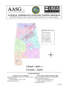 United States Geological Survey  NATIONAL COOPERATIVE GEOLOGIC MAPPING PROGRAM STATEMAP Component: States compete for federal matching funds for geologic mapping.  Contact information: