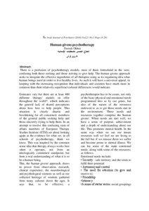 The Arab Journal of Psychiatry[removed]Vol.21 No.1 Page[removed]Human givens psychotherapy