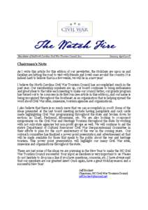 The Watch Fire  Newsletter of the North Carolina Civil War Tourism Council, Inc. January -April 2008