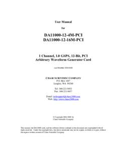 User Manual for DA11000-12-4M-PCI DA11000-12-16M-PCI