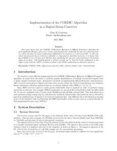 Implementation of the CORDIC Algorithm in a Digital Down-Converter Chris K Cockrum