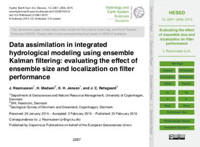 This discussion paper is/has been under review for the journal Hydrology and Earth System Sciences (HESS). Please refer to the corresponding final paper in HESS if available. Discussion Paper  Hydrol. Earth Syst. Sci. Di