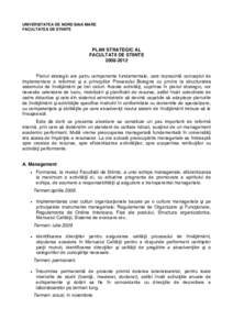 UNIVERSITATEA DE NORD BAIA MARE FACULTATEA DE STIINTE PLAN STRATEGIC AL FACULTATII DE STIINTE[removed]