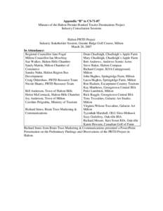 Appendix “B” to CS[removed]Minutes of the Halton Premier Ranked Tourist Destinations Project Industry Consultation Sessions Halton PRTD Project Industry Stakeholder Session, Granite Ridge Golf Course, Milton