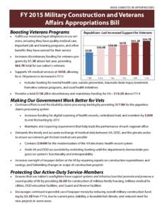 HOUSE COMMITTEE ON APPROPRIATIONS  FY 2015 Military Construction and Veterans Affairs Appropriations Bill Boosting Veterans Programs  