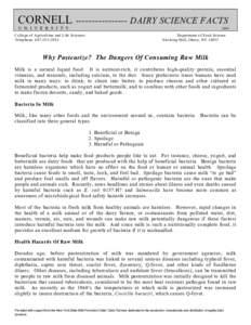 Biology / Microbiology / Raw milk / Pasteurization / United States raw milk debate / Dairy / Cheese / Bacteria / Escherichia coli O157:H7 / Food and drink / Milk / Health