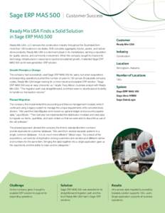 Sage ERP MAS 500  I Customer Success Ready Mix USA Finds a Solid Solution in Sage ERP MAS 500