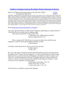 Southern Campaign American Revolution Pension Statements & Rosters Bounty Land Warrant information relating to David Preston VAS267 Transcribed by Will Graves vsl 2VA[removed]