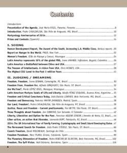 Contents Introductionv Presentation of the Agenda, José María VIGIL, Panama, Panama.....................................................8 Introduction, Pedro CASALDÁLIGA, São Félix do Araguaia, MG, Brazil...........