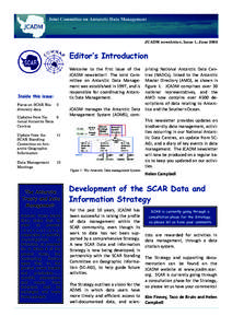 Joint Committee on Antarctic Data Management  JCADM newsletter, Issue 1, June 2008 Editor’s Introduction