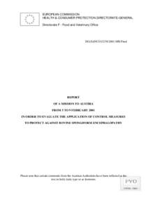 EUROPEAN COMMISSION HEALTH & CONSUMER PROTECTION DIRECTORATE-GENERAL Directorate F - Food and Veterinary Office DG(SANCO[removed]MR-Final