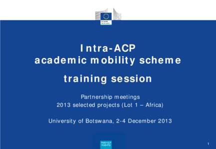 Intra-ACP academic mobility scheme training session Partnership meetings 2013 selected projects (Lot 1 – Africa) University of Botswana, 2-4 December 2013