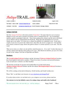 AntiqueTRAIL.com Volume III, Number 3 Member Newsletter  Trail Master: Marcia Arnold 