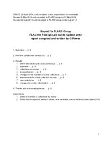 DRAFT  29 April 2014, and circulated to the project team for comments.  Revised 9 May 2014 and circulated to FLARE group on 12 May 2014  Revised 22 July 2014 and circulated to FLARE grou