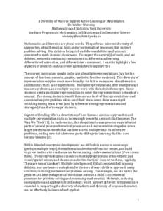 A Diversity of Ways to Support Active Learning of Mathematics. Dr. Walter Whiteley Mathematics and Statistics, York University Graduate Programs in Mathematics, in Education and in Computer Science [removed]