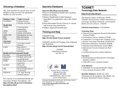 TOXNET: Toxicology Data Network
