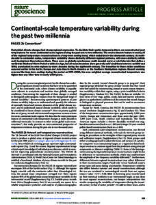 PROGRESS ARTICLE PUBLISHED ONLINE: 21 APRIL 2013 | DOI: [removed]NGEO1797 Continental-scale temperature variability during the past two millennia PAGES 2k Consortium*