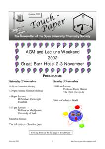 October[removed]AGM and Lecture Weekend 2002 Great Barr Hotel 2-3 November PROGRAMME
