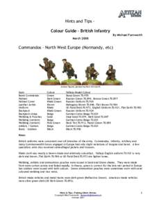 Hints and Tips Colour Guide – British Infantry By Michael Farnworth March 2008 Commandos - North West Europe (Normandy, etc)